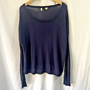 Moth Anthropologie Women Modal Cashmere Sweater Size XL Blue Pullover Lighweight